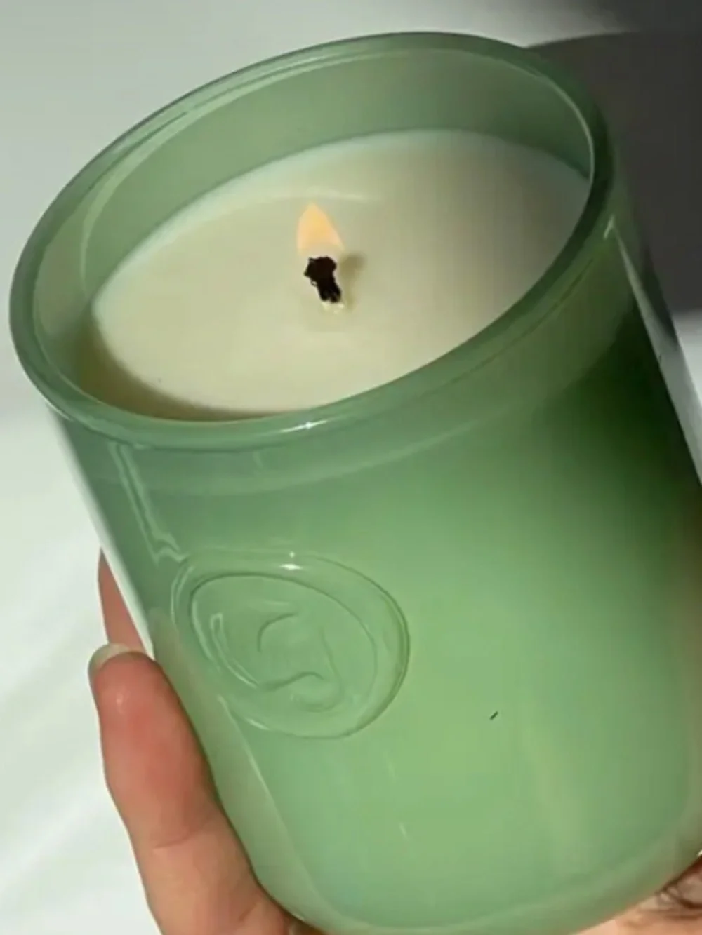 Glossier Sandstone Scented Candle 8 oz Green Glass Jar - Discontinued
